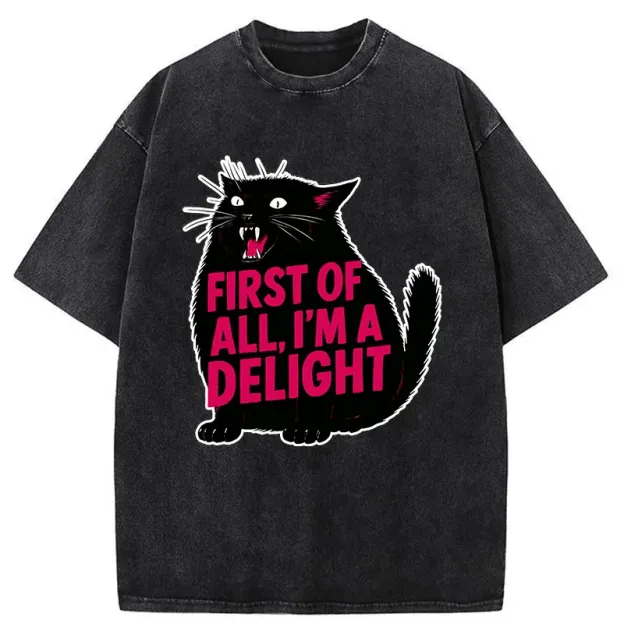 Tokyo-Tiger Roaring Black Cat Washed T-Shirt