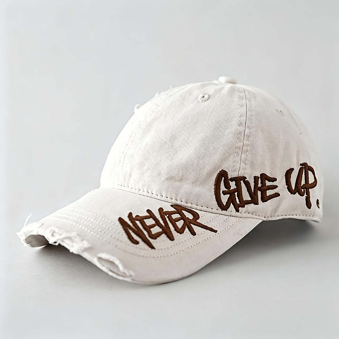 Never Give Up Distressed Cap