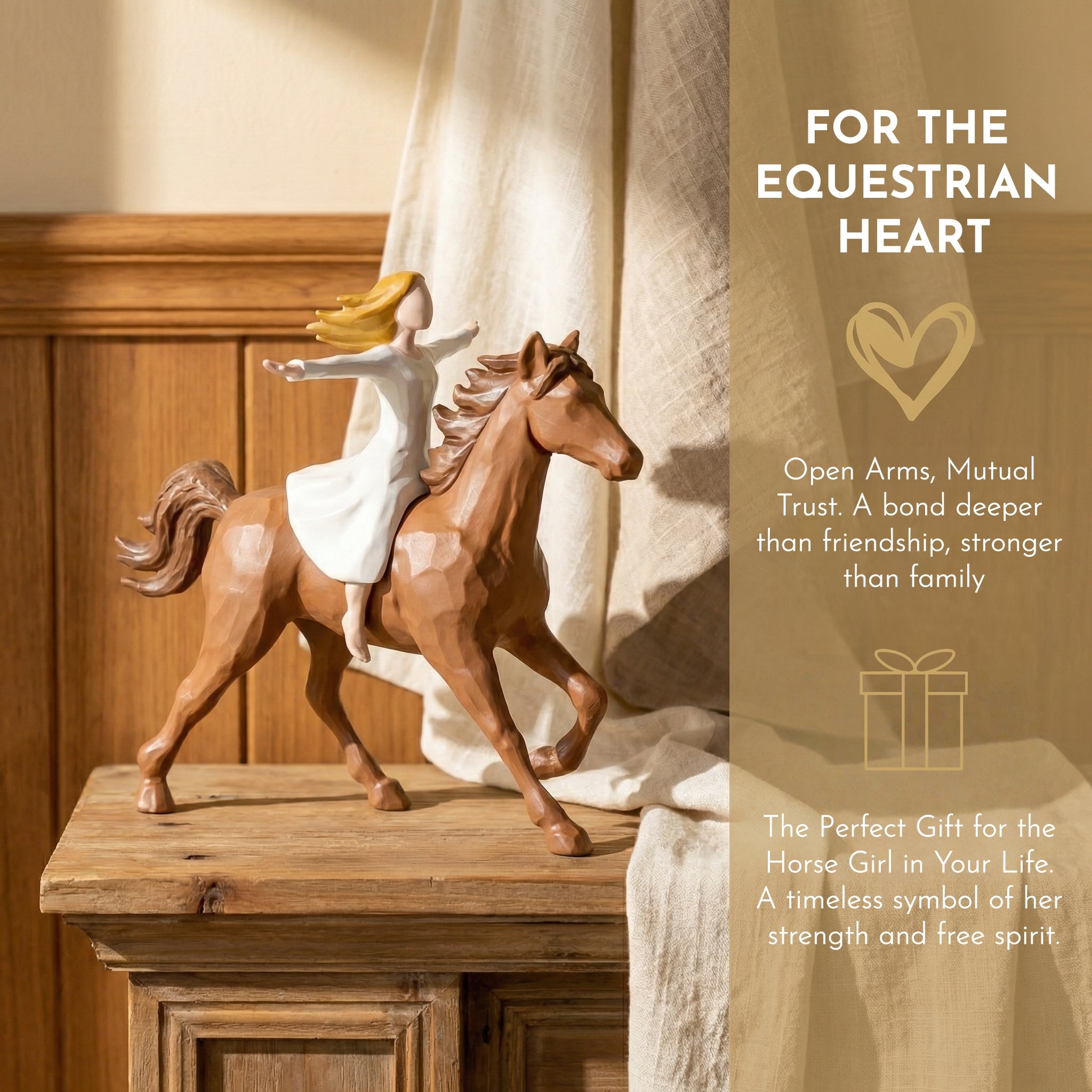 Handmade Resin Girl Riding Horse Figurine