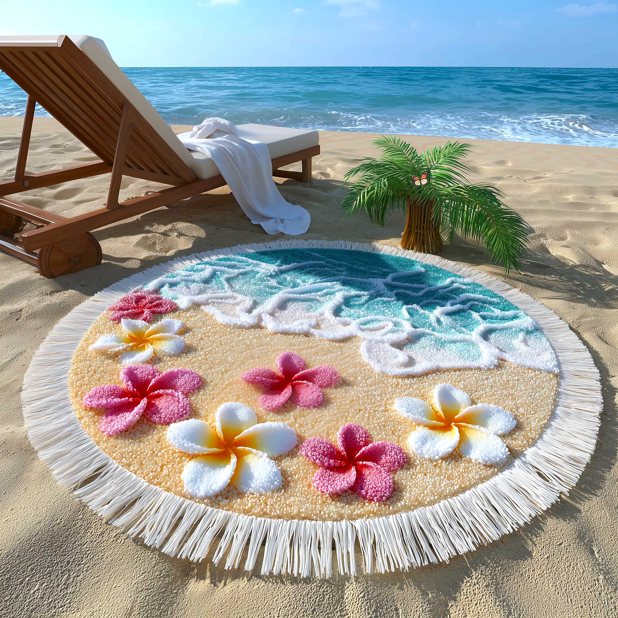 Plumeria Round Beach Towel 