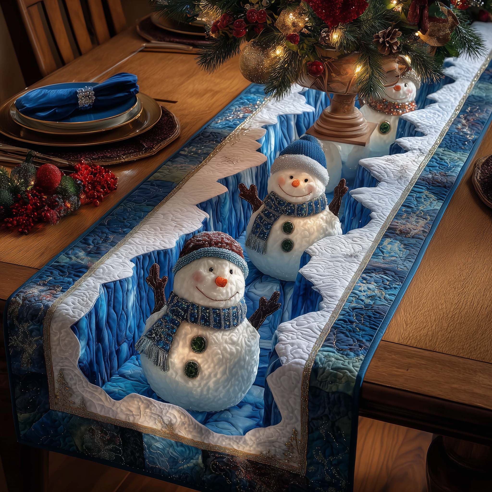 ❤️ 2026 Limited Edition-Jolly Snowmen Quilted Table Runner 