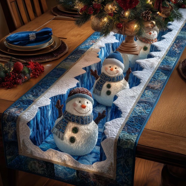 ❤️ 2026 Limited Edition-Jolly Snowmen Quilted Table Runner 