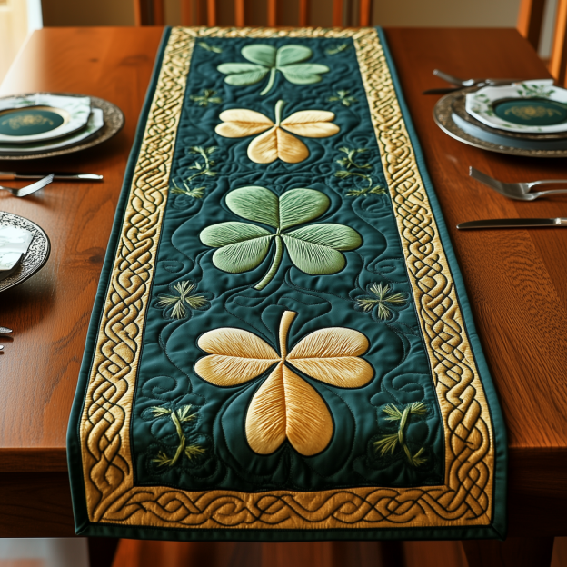 ❤️ 2026 Limited Edition-Irish Shamrock Quilted Table Runner