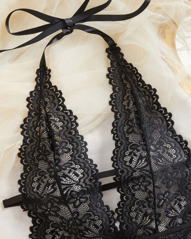 Women's Solid Color Lace Sexy Breathable Lingerie Teddy Bodysuit