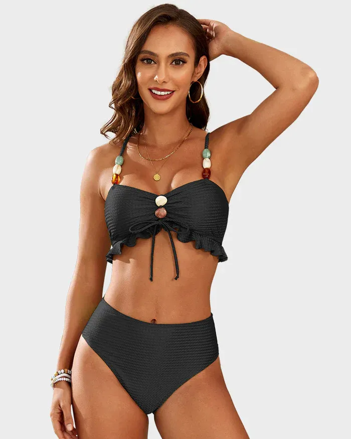  Stylish Beaded Satin Bikini Set