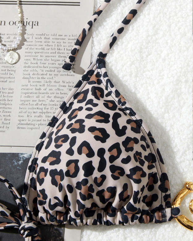 Retro Floral Leopard Print Beach Vacation Bikini