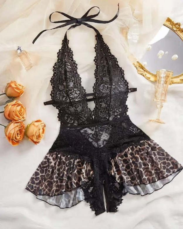 Women's Solid Color Lace Sexy Breathable Lingerie Teddy Bodysuit
