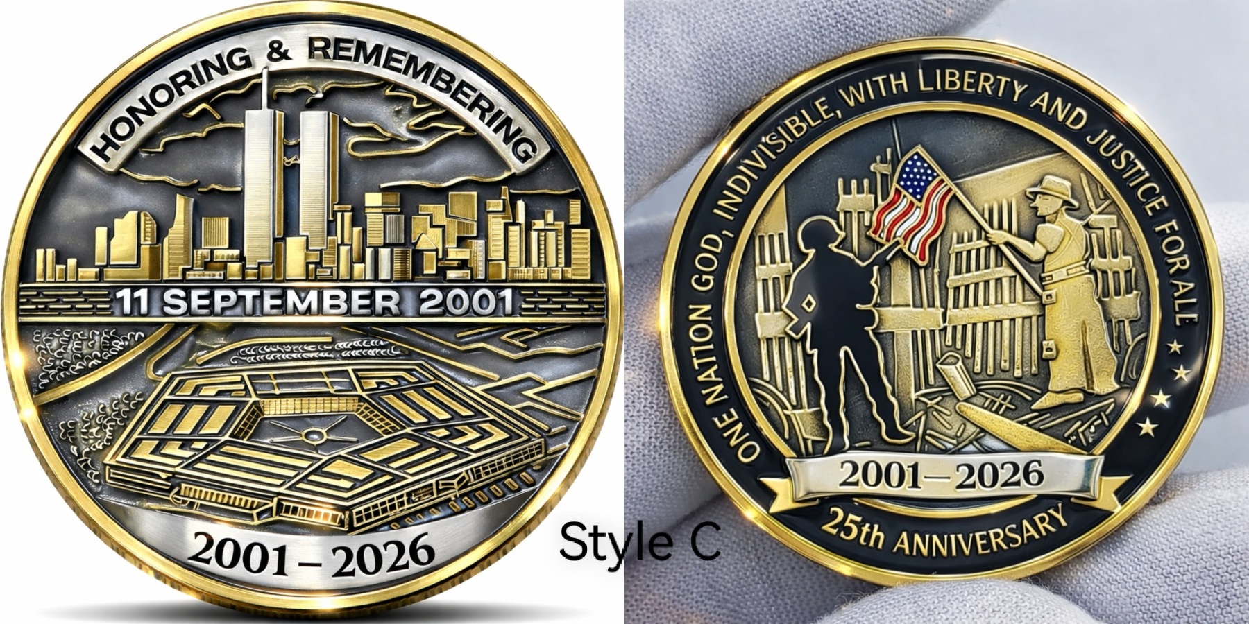 9/11 25th Anniversary Memorial Challenge Coin Set