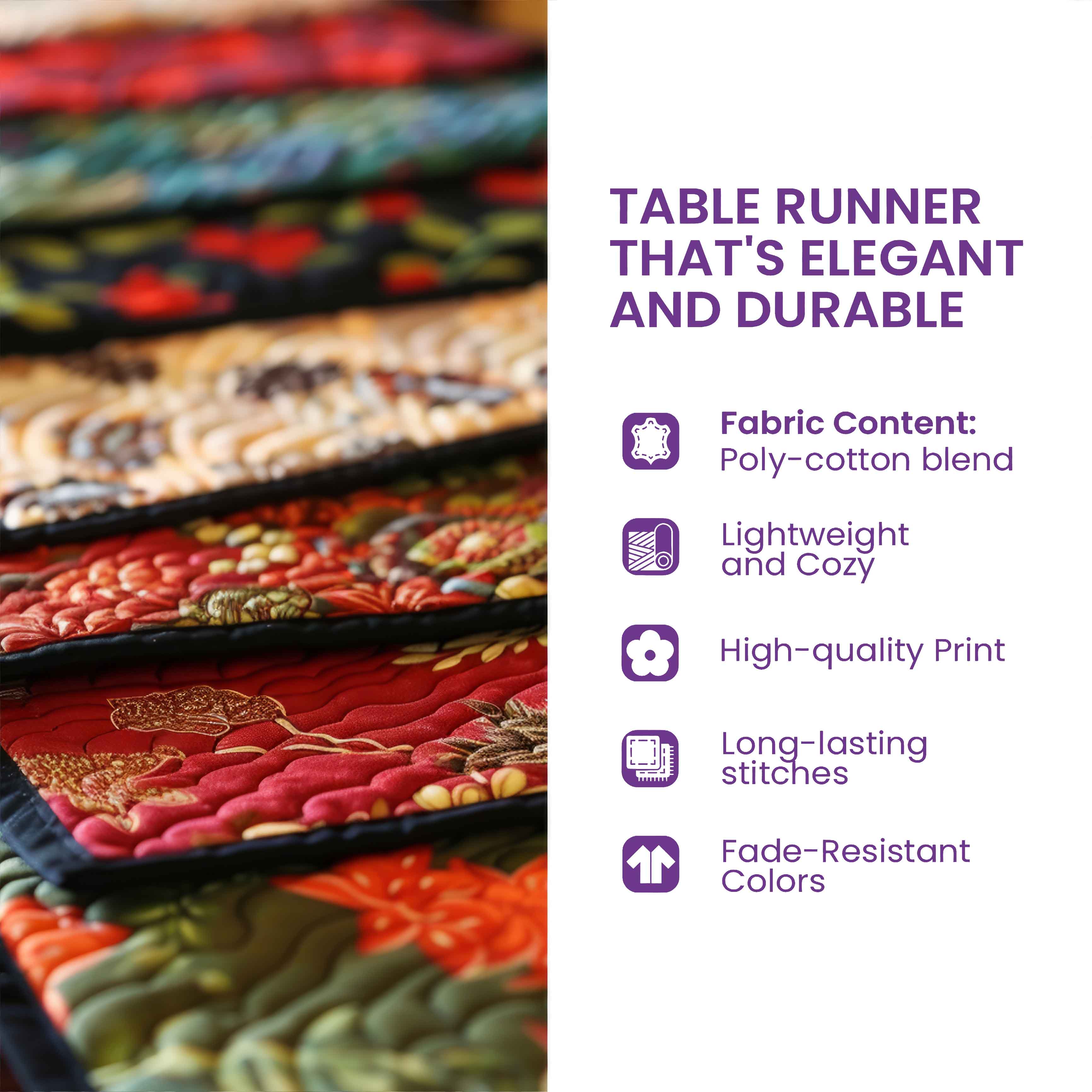 Crimson Heartloom Quilted Table Runner