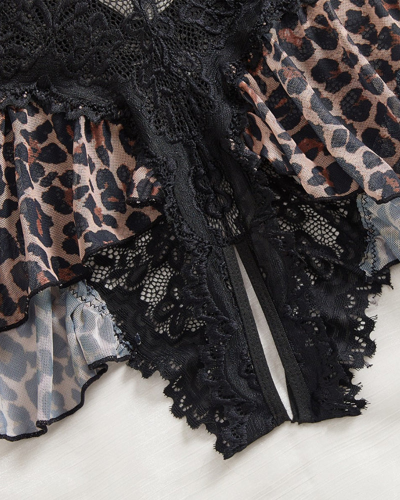 Women's Solid Color Lace Sexy Breathable Lingerie Teddy Bodysuit