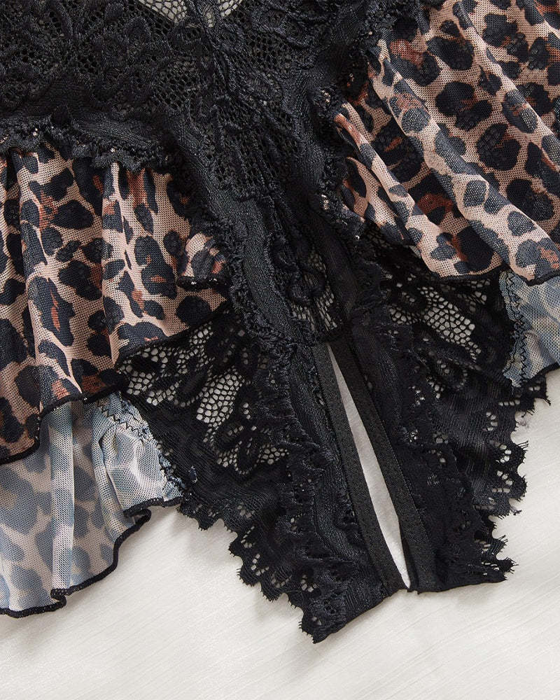 Women's Solid Color Lace Sexy Breathable Lingerie Teddy Bodysuit