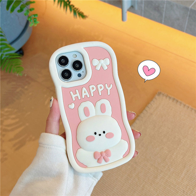 Pink Shock Resistant Happy Bunny Phone Case