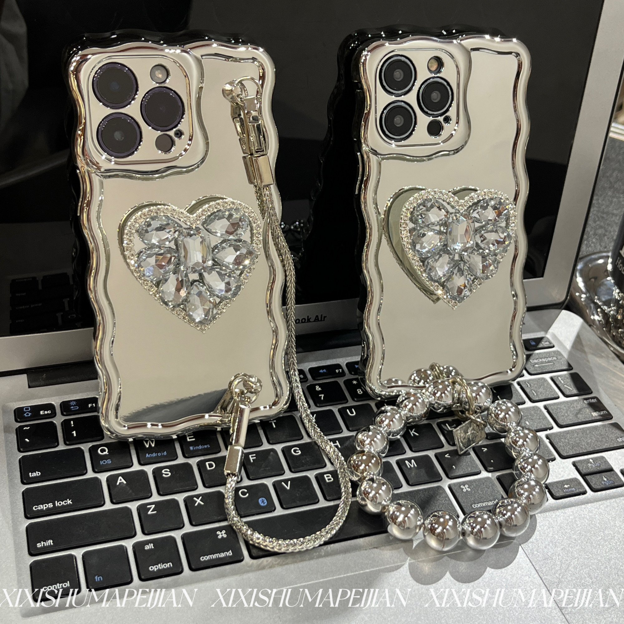New mirrored artificial diamond holder mobile phone case