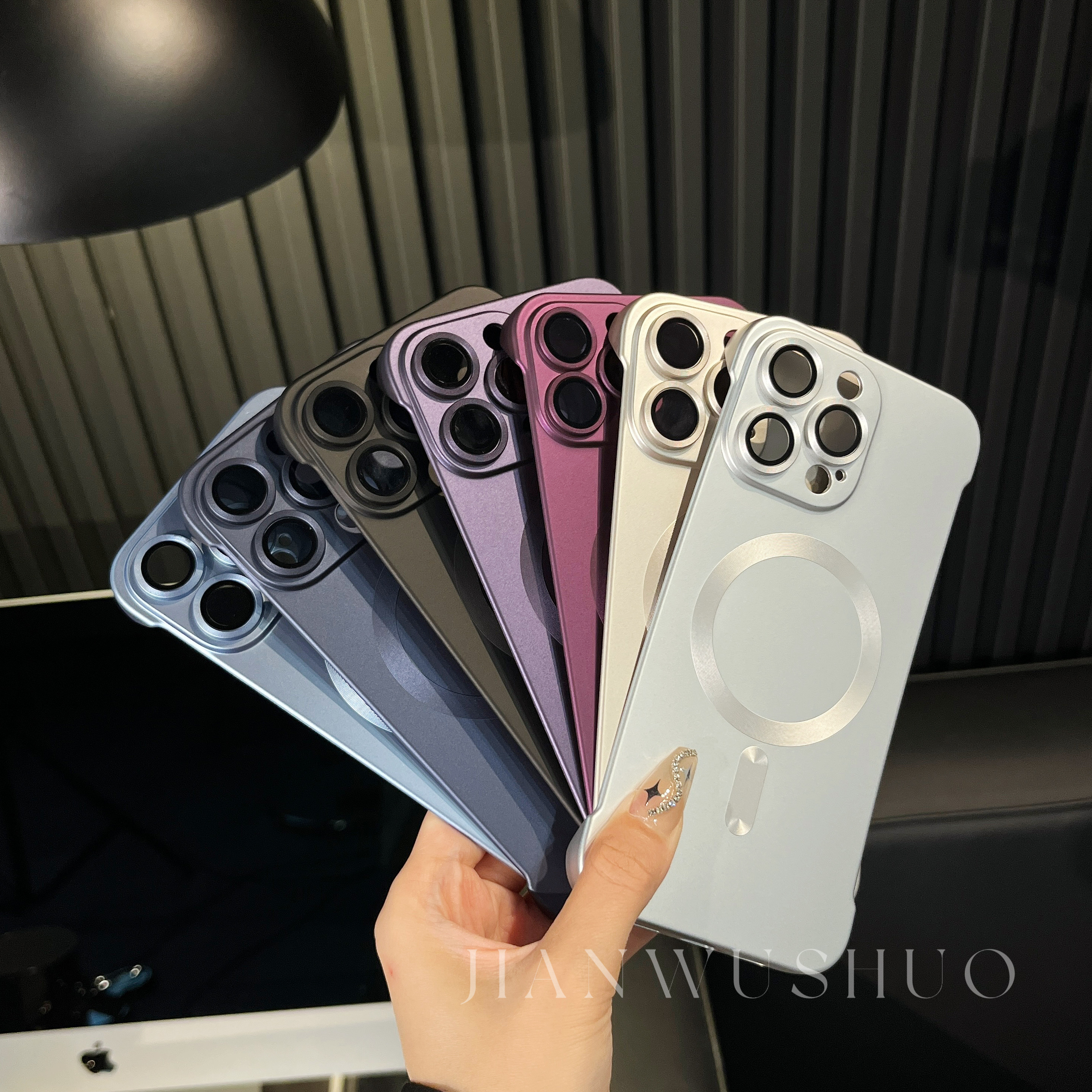 Metallic paint frameless magnetic phone case