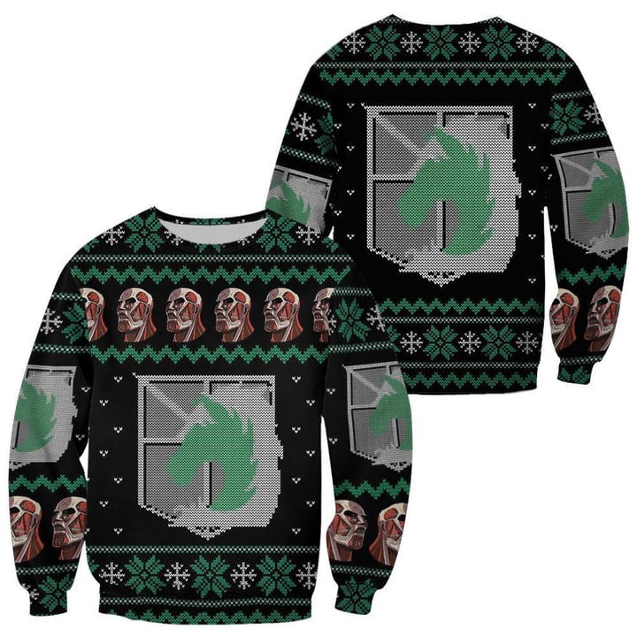 Ugly Christmas Sweater - Attack On Titan Military Police-AstyleStore