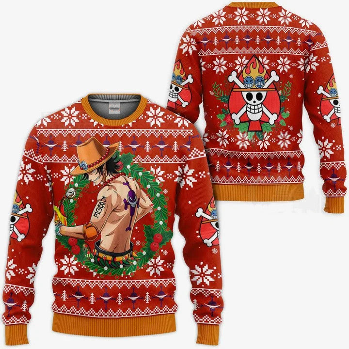 Ugly Christmas Sweater - One Piece Ace-AstyleStore