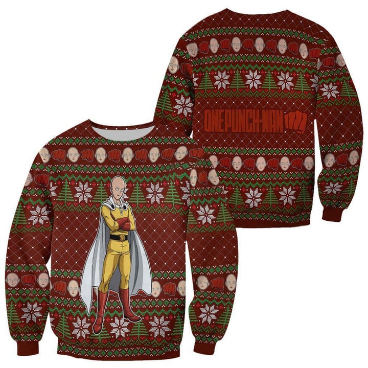 Ugly Christmas Sweater - One Punch Man Saitama-AstyleStore