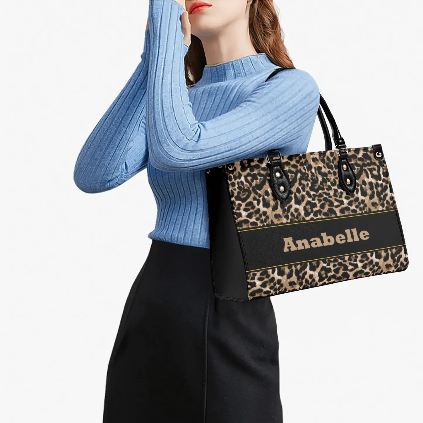 Personalized Leather Handbag Leopard