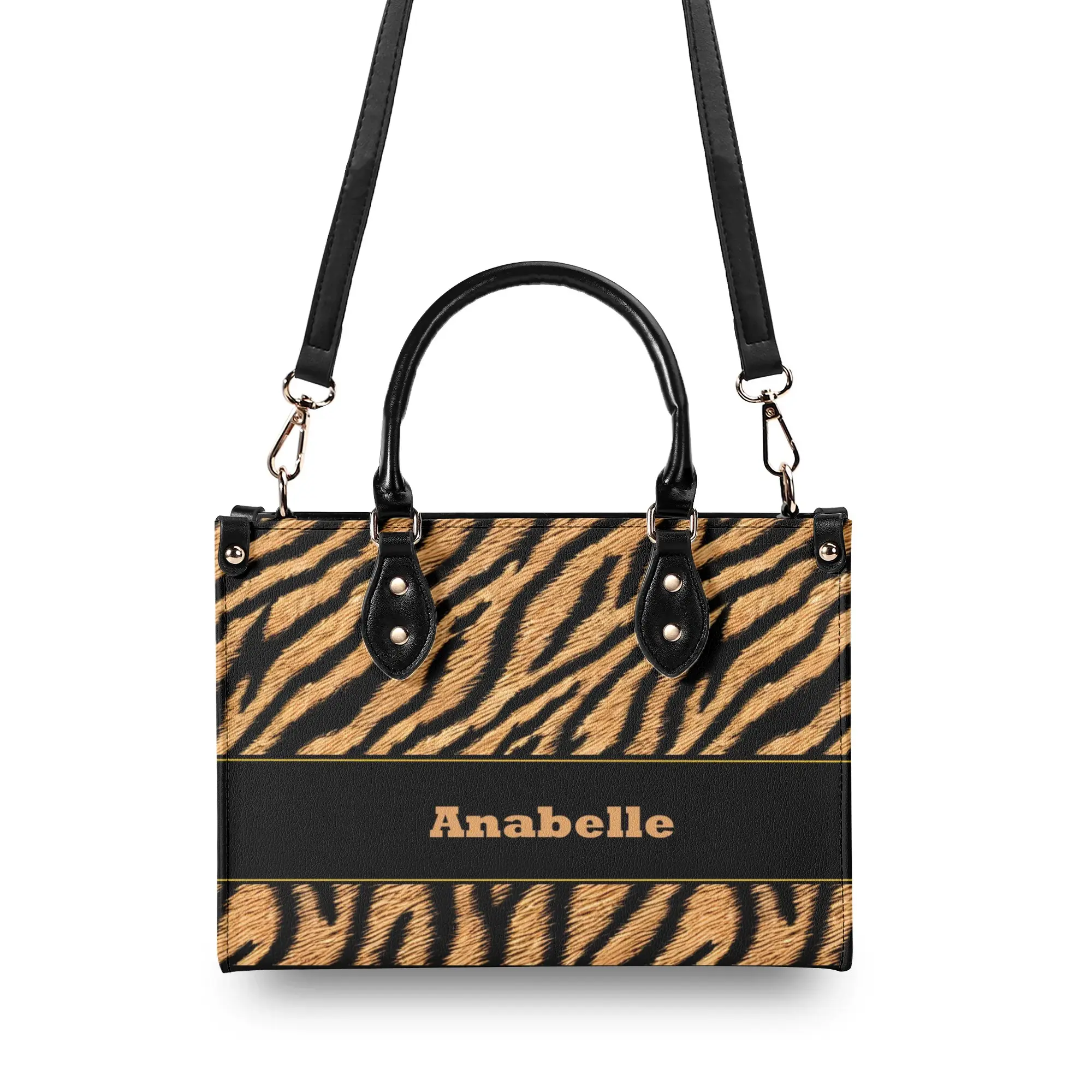 Personalized Leather Handbag Tiger