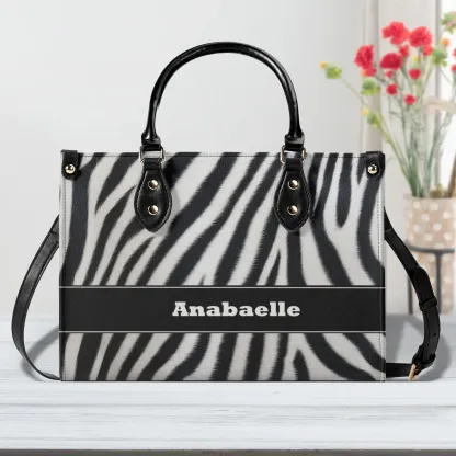 Personalized Leather Handbag Zebra