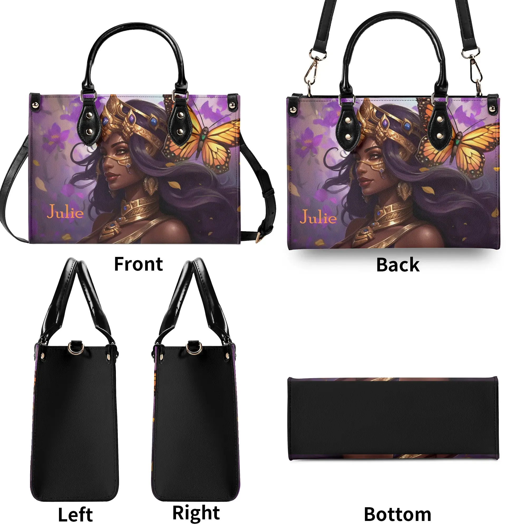 Personalized Leather Handbag AfroArt
