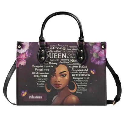 Personalized Leather Handbag Black Queen