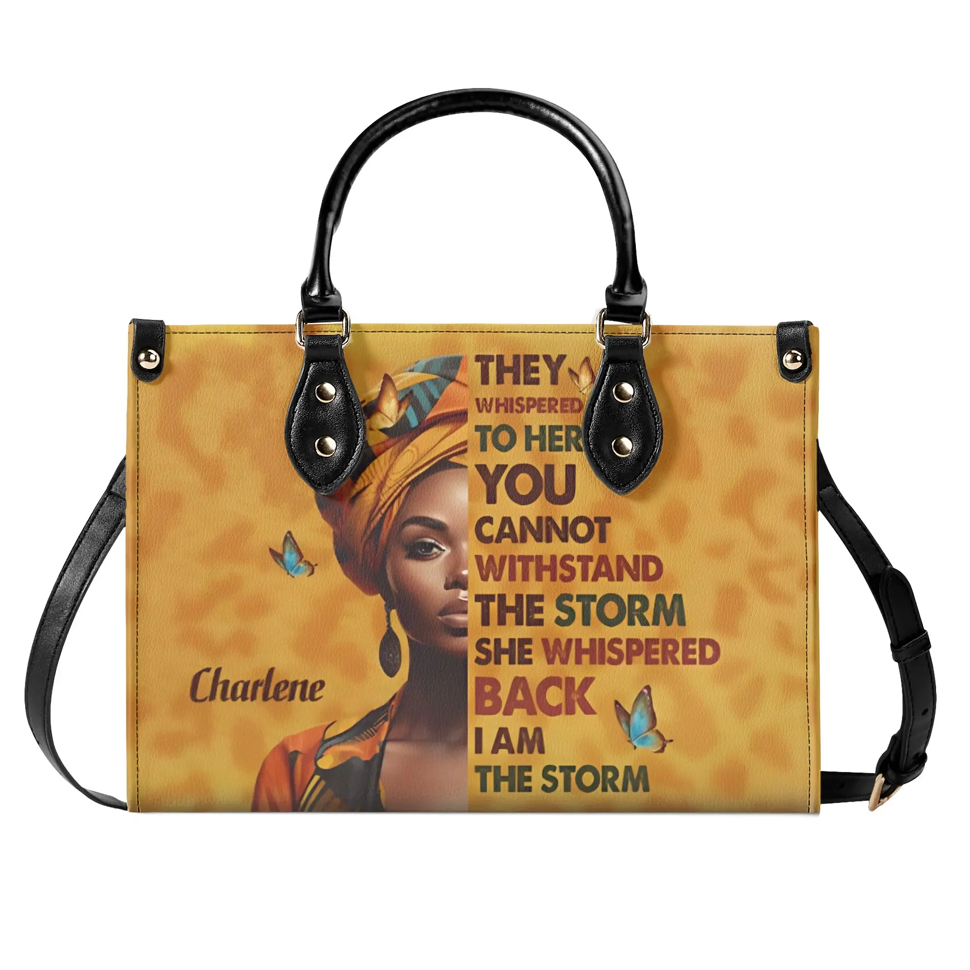 Personalized Leather Handbag  Am The Storm 