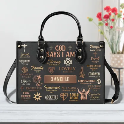 Personalized Leather Handbag God Says I Am 