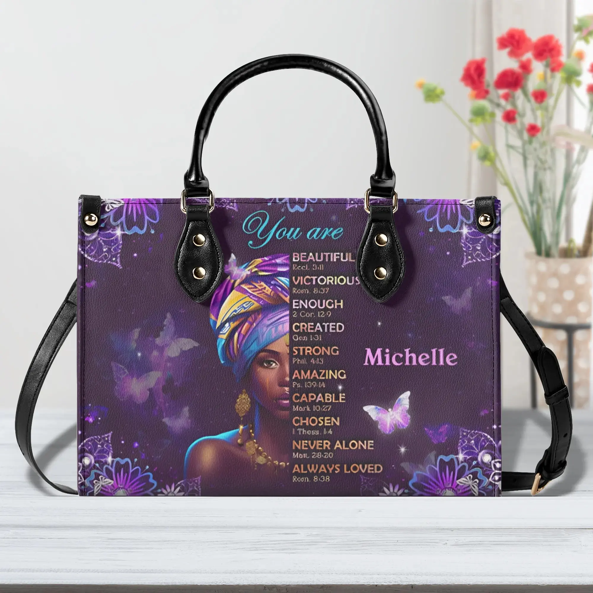 Personalized Leather Handbag God Says You Are 