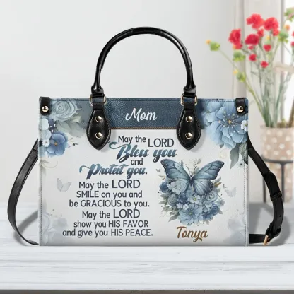 Personalized Leather Handbag May The Lord Bless You