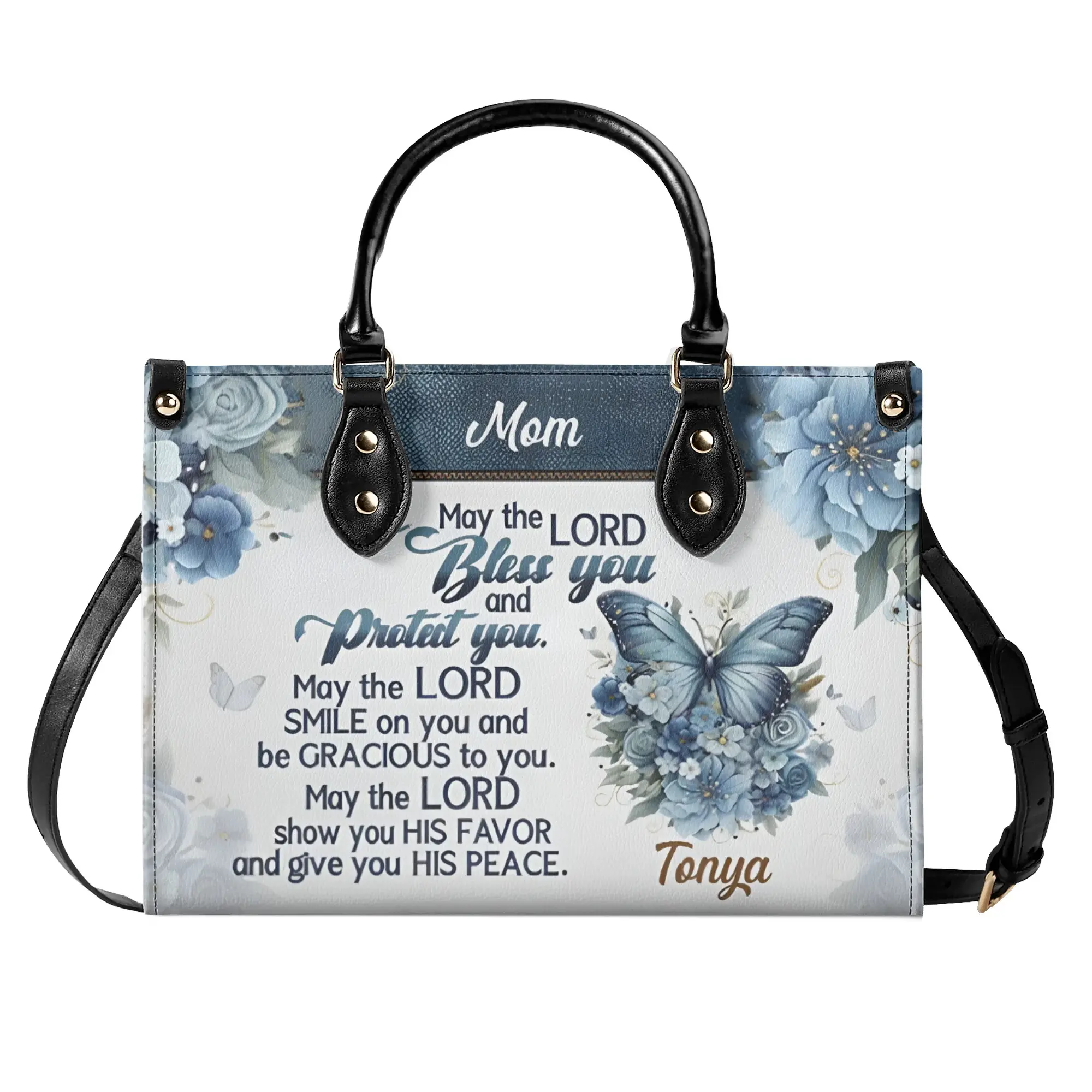 Personalized Leather Handbag May The Lord Bless You
