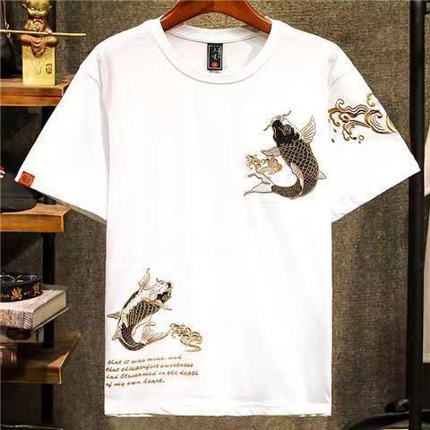 T-shirt Brodé Japonais - "Liyu" 鲤鱼-AstyleStore