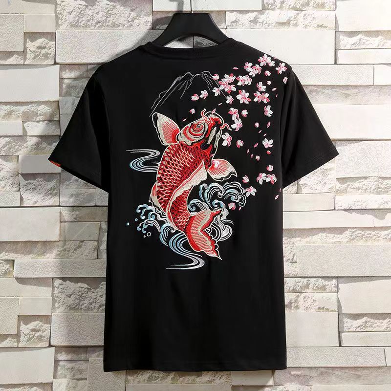 T-shirt Brodé Japanese - "Liyu" 鲤鱼-AstyleStore