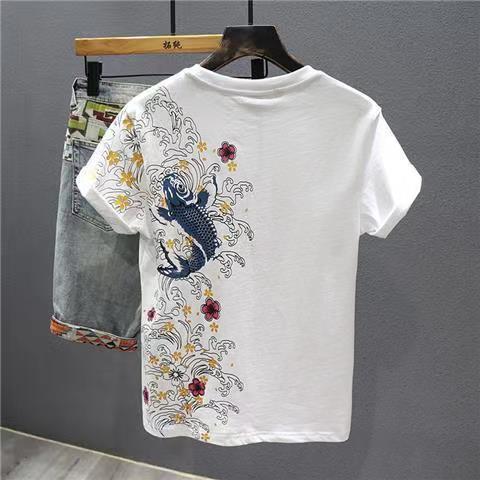 T-shirt Brodé Japonais - Liyu "鲤鱼"-AstyleStore