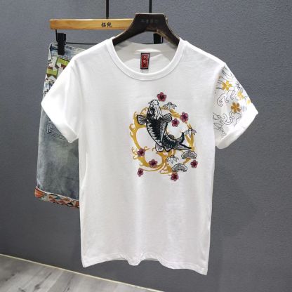 T-shirt Brodé Japonais - Liyu "鲤鱼"-AstyleStore