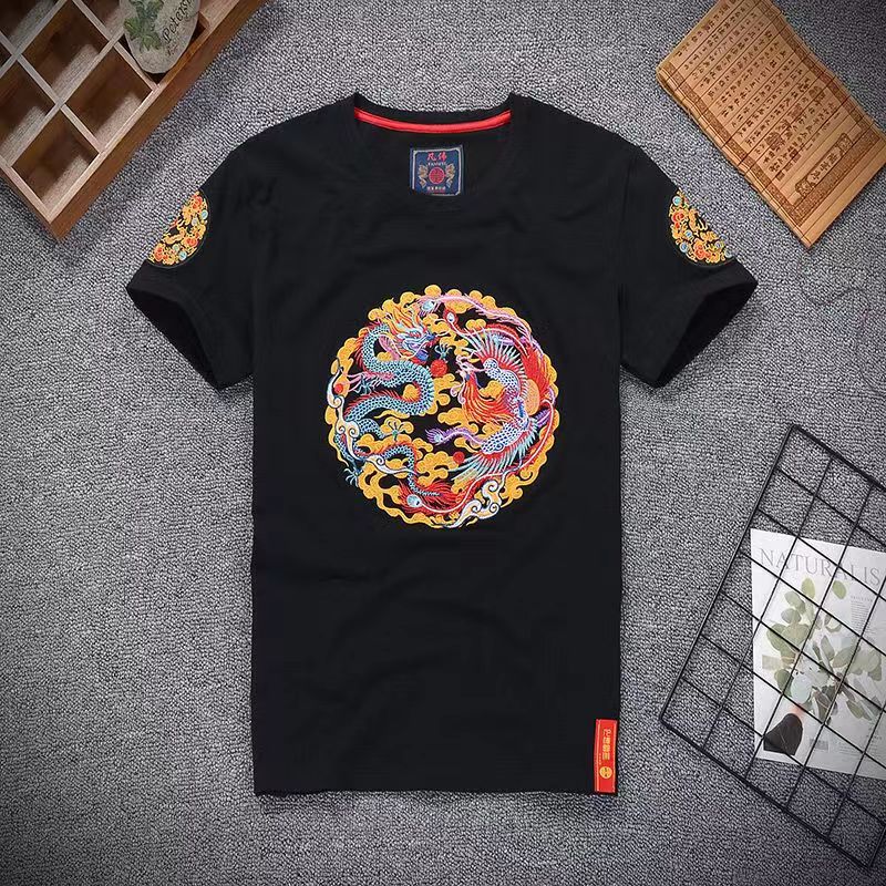 T-shirt Brodé - Dragon & Phenix 龙凤图-AstyleStore