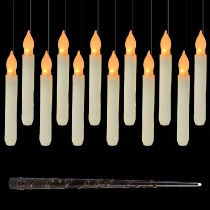 12 Hanging Floating Candles with Magic Wand Remote Control-AstyleStore