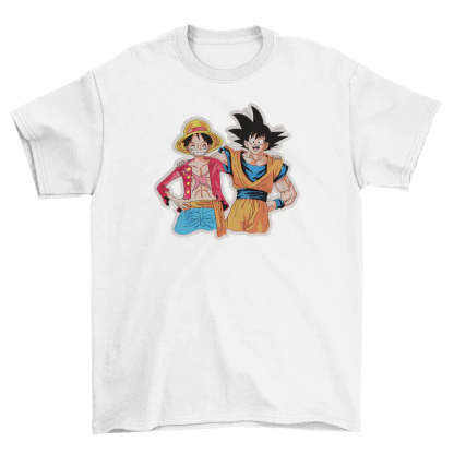 Tshirt Brodé - One Piece Dragon Ball Luffy & Goku-AstyleStore