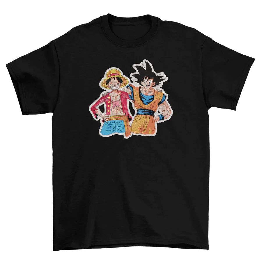Tshirt Brodé - One Piece Dragon Ball Luffy & Goku-AstyleStore