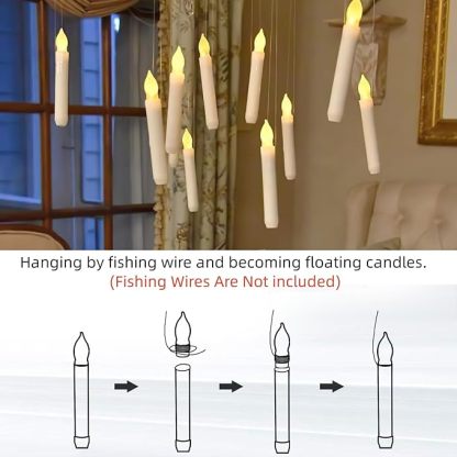 12 Hanging Floating Candles with Magic Wand Remote Control-AstyleStore