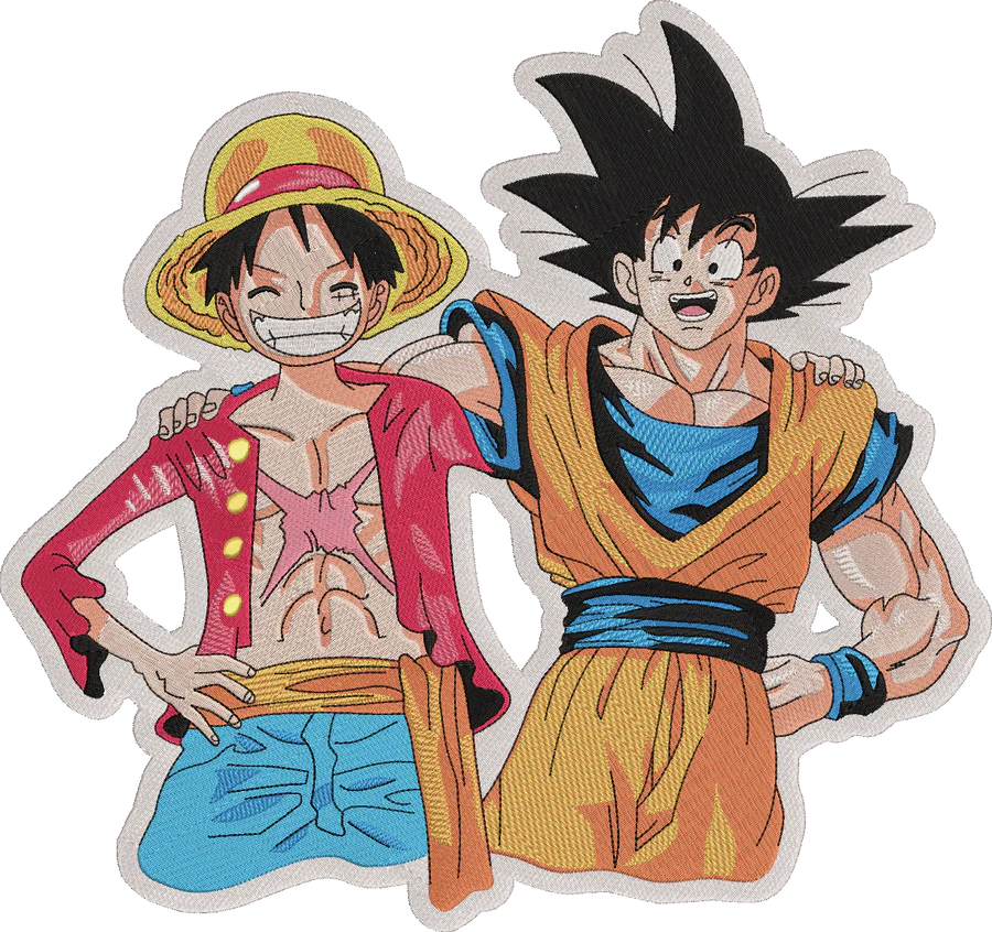 Hoodie Brodé - One Piece Dragon Ball Luffy & Goku-AstyleStore