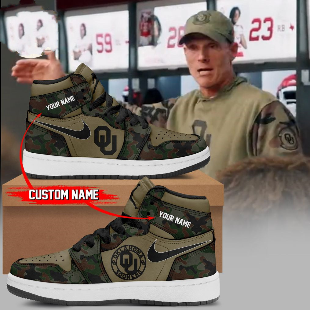 Sneakers - Custom Name Oklahoma Football Veteran Camo J1