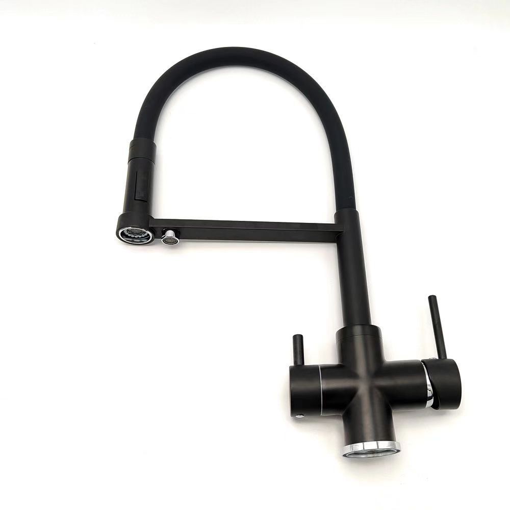 Black 3 Way Mixer Tap With Pull Out Spray