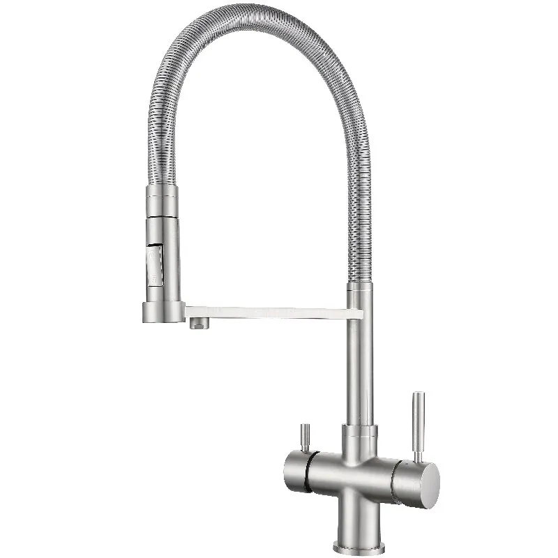 brushed 5 Way Kitchen Faucet With Pull Out