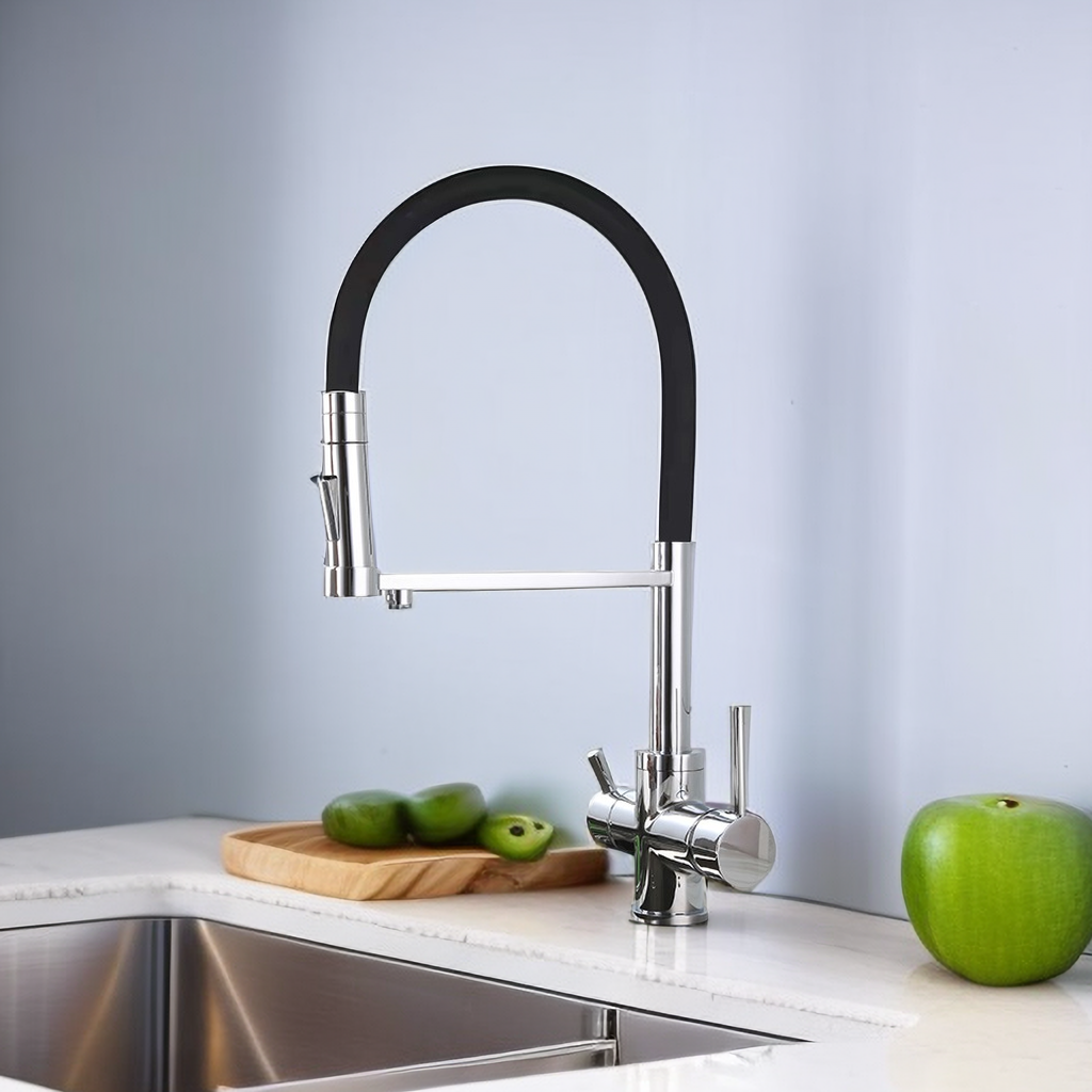 3 Way Pull Out Kitchen Dual Handle Filter Faucet 04