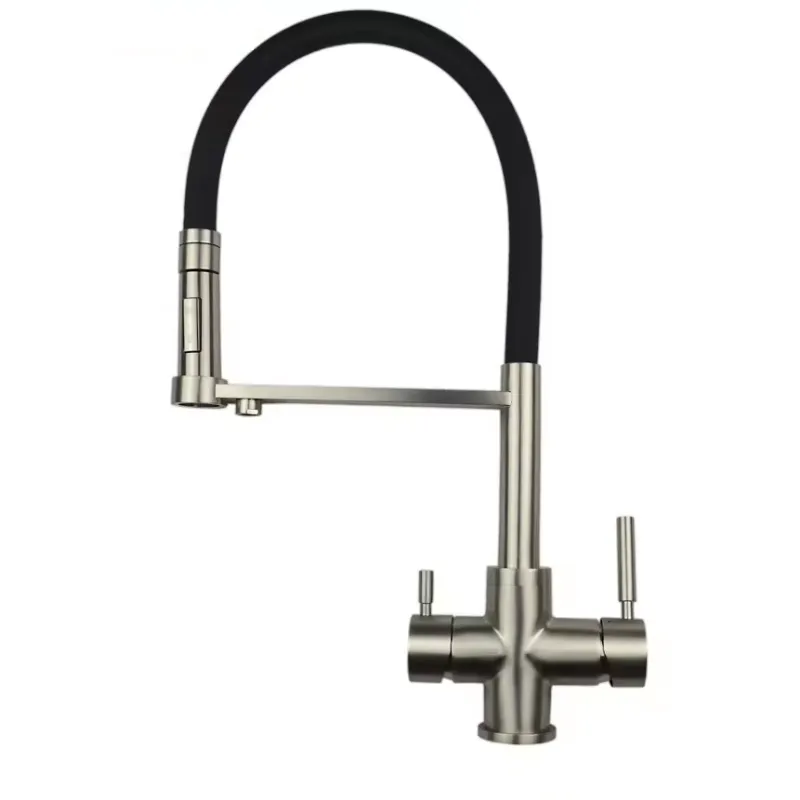 3-Way Pull Out Kitchen Dual Handle Filter Faucet brushed