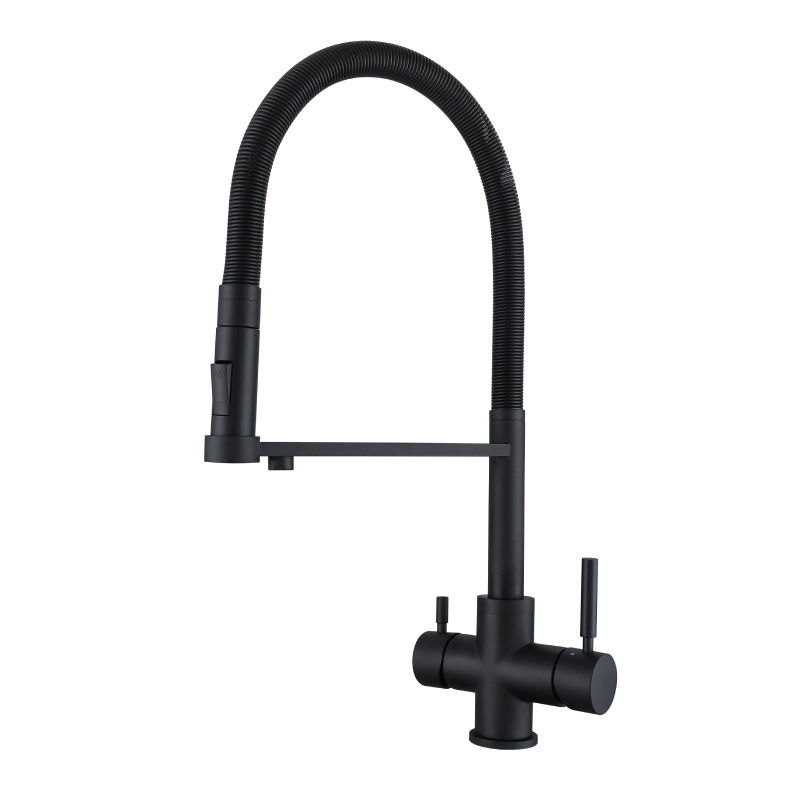 Black 5 Way Kitchen Faucet With Pull Out 