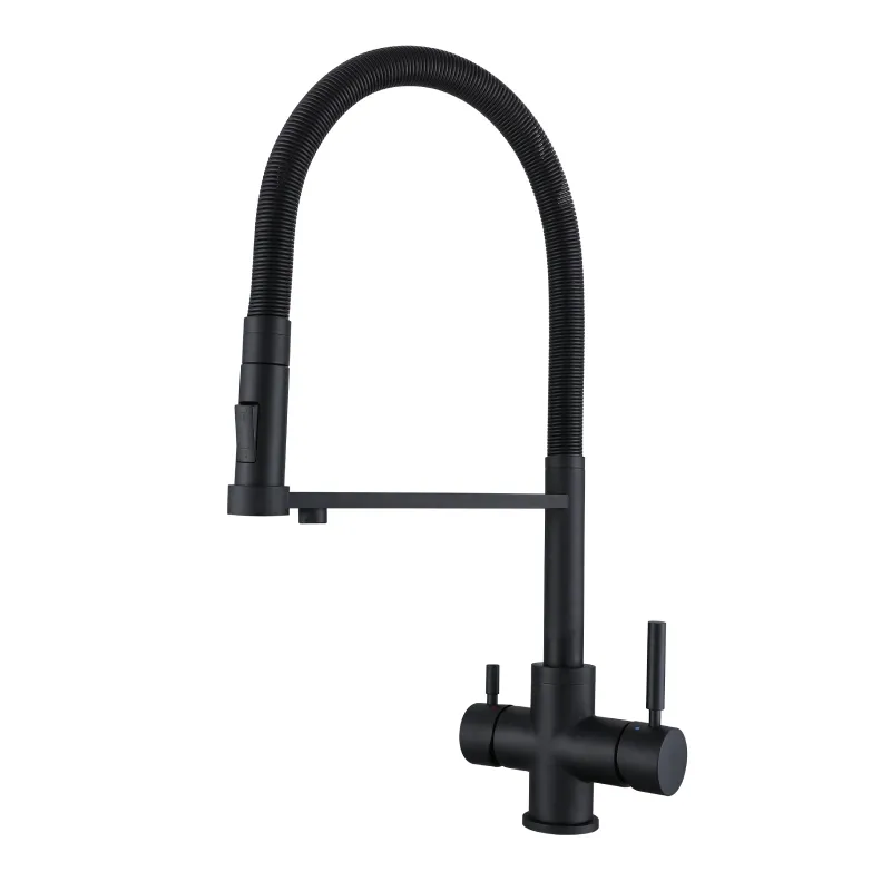 Black 5 Way Kitchen Faucet With Pull Out