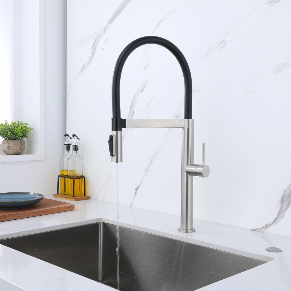Stainless Steel Magnetic Docking Pull Out Sprayer 3-Way Mixer Tap-brushed