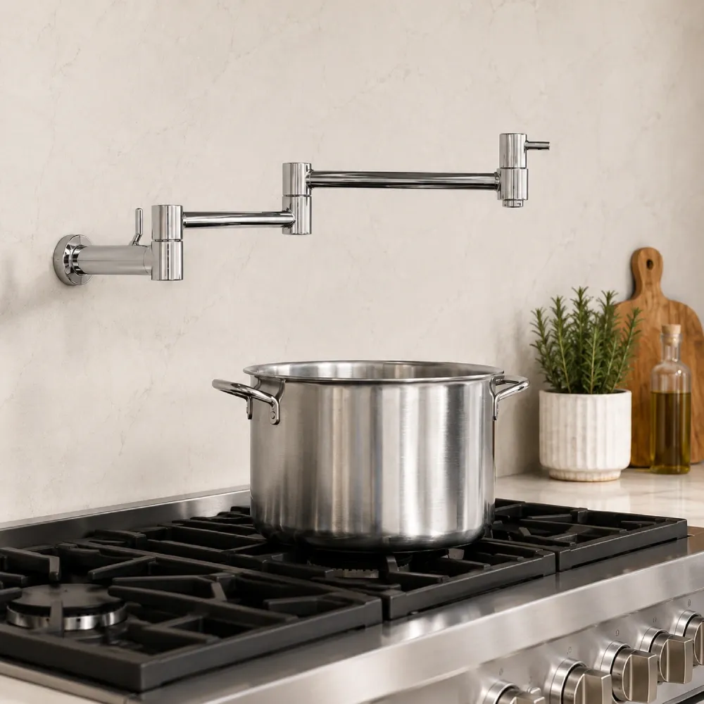 Stainless Steel Wall-Mount Pot Filler Faucet